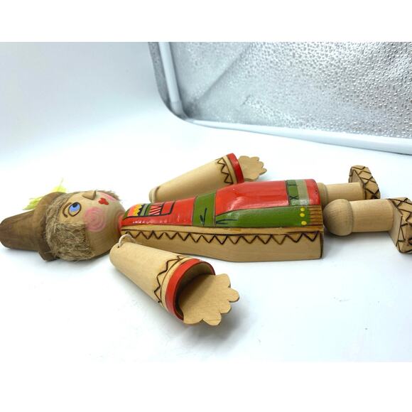 Vtg Beriozka‎ Russian Folk Art Hand Carved Wooden Articulated Doll Wall Hanging - Picture 4 of 6